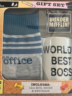 The Office 3 Piece Boxed Gift Set Worlds Beat Boss Coffee Mug, The Office Socks,